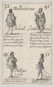 Raoul ... Ludvig den yngre... från Game of the Kings of France Jeu des Rois de France, 1644. av Stefano della Bella