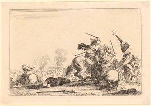 Ridstrid, blad 4 i serien ”Olika figurer” av Stefano della Bella