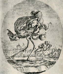 Reproduktion av etsning från Set of Five Deaths, av Stefano della Bella, 1906. av Stefano della Bella