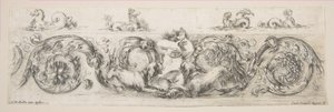 Rinceaux with Child Frightened by Dogs, Tallrik 8 från: 