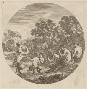 Satyrer och Faun. av Stefano della Bella