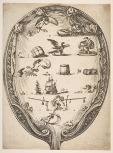 Skärm med Rebus of Fortune, ca. 1639.
