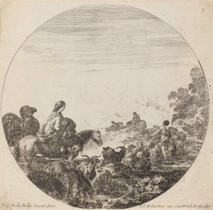 Herdar och flock med kvinna och kamel, 1646. av Stefano della Bella