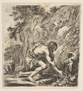 Johannes Döparen hämtar vatten från en källa, ca. 1649. av Stefano della Bella
