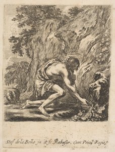 Johannes Döparen hämtar vatten från en källa, ca. 1649. av Stefano della Bella