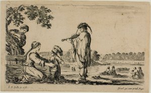 Stående violinist, från Diverse figurer från landsbygden av Stefano della Bella
