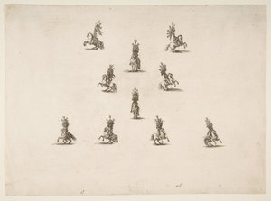 Tio kavaljerer inklusive fem bildar ett V, 1652. av Stefano della Bella