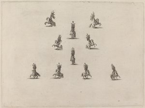 Tio kavaljerer med stora plumerade hjälmar, 1652. av Stefano della Bella
