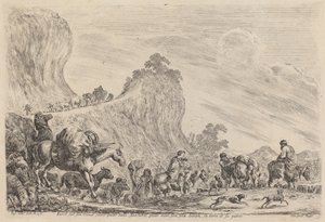 Jakobs avresa till Egypten, troligen 1647. av Stefano della Bella