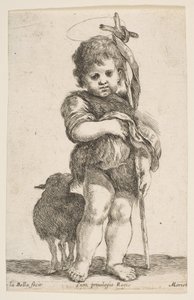 Det spädbarn St. Johannes Döparen håller upp sin mantel, ca. 1649. av Stefano della Bella