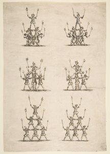 Trettiosex akrobater i sex grupper, 1652. av Stefano della Bella