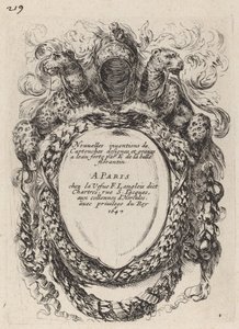 Titelsida för nya uppfinningar av patroner, 1647. av Stefano della Bella