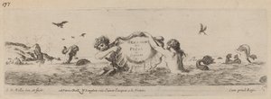 Titelblad för prydnader av friser och flygblad, troligen 1648. av Stefano della Bella