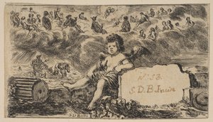 Titelsida: Cupid, från Game of Mythology Jeu de la Mythologie, 1644. av Stefano della Bella