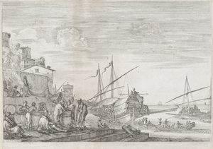Två galärskepp i hamnen i Livorno Port of Livorno (serietitel) Vues de port de Livourne (serietitel) av Stefano della Bella