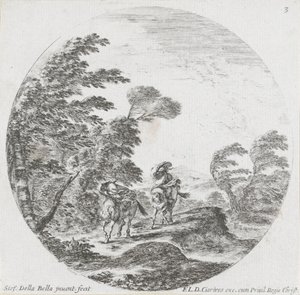 Två ryttare går mot vinden Landskap och ruiner i Rom (serietitel) Paysages et ruines de Rome (serietitel) av Stefano della Bella