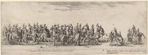 Tjugo sidor och fem turkiska hästar, 1633. av Stefano della Bella