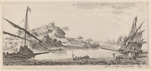 Två galärer och deras lanseringar, i eller före 1647. av Stefano della Bella