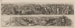 Två prydnadsband med kedjade leoparder och örnar, troligen 1648. av Stefano della Bella