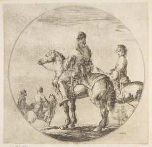Två polska ryttare med sina hästar vända åt vänster, från Figures on Horseback Cavali..., ca. 1651.