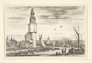 Utsikt över Amsterdam, ur serien Utsikter över hamnar av Stefano della Bella
