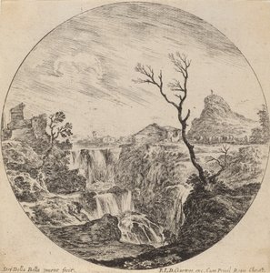 Vattenfall med tre nivåer, 1646. av Stefano della Bella