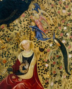 Saint Catherine of Alexandria omgiven av änglar och en påfågel, detalj av Madonna del Roseto