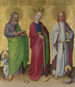 De heliga Matteus, Katarina av Alexandria och evangelisten Johannes. Omkring 1450