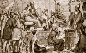 Augustinus predikar för saxarna, 597, illustration från "Hutchinson