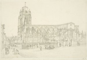Södervy av St Mary Redcliffe Church, c.1835 (penna på papper) av Stephen C. Jones
