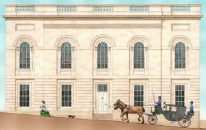 Armagh Robinson Library, Armagh, N. Ireland: exteriör 1852, 2001 (tusch och akvarell) av Stephen Conlin