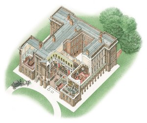 Calke Abbey, Derbyshire, ca 1860-1914 (tusch och akvarell)