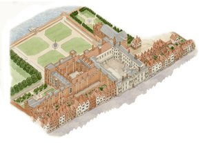 Somerset House, London, ca 1609-1630 (tusch och akvarell)