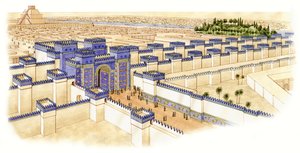 Ishtar-porten, Babylon, ca -560-10 (tusch och akvarell)