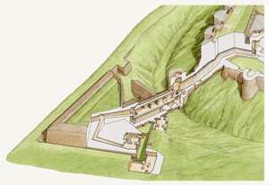 The Spur, Dover Castle, Kent, ca 1800-2023 (bläck och akvarell) av Stephen Conlin