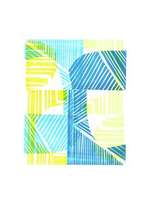 1973 II, 2016 (linoleumsnitt på papper) av Stephen Dow