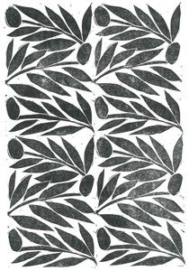 Olive Branches, 2015 (linoleumsnitt på papper) av Stephen Dow