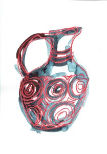 Vessel IV, 2016 (oljepastell  textilfärg på papper)