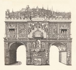 Triumfbåge uppförd för att hedra King Jamess inträde till och passage genom London, 1604, av Stephen Harrison