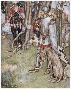 Illustration för Siegfried the Dragon-Slayer (färg litho) av Stephen Reid