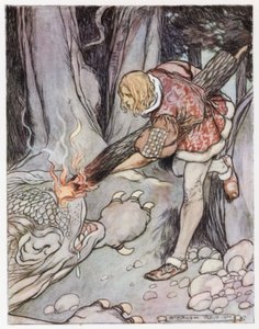 Illustration för Siegfried the Dragon-Slayer (färg litho)