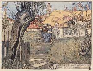 Illustration till The Deserted Village av Oliver Goldsmith (färglitografi) av Stephen Reid