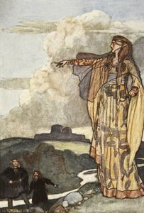 Macha förbannar männen från Ulster, illustration från "Cuchulain, The Hound of Ulster", av Eleanor Hull (1860-1935)