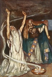 Queen Maeve and the Druid, illustration från "Cuchulain, The Hound of Ulster", av Eleanor Hull (1860-1935)