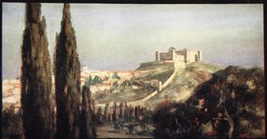 Spoletto, födelseplatsen för Saint Benedict, illustration från 