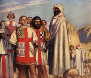 Röda korsriddarna i Saladins makt (färg litho)