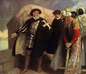Vita korsriddarna i fortet Saint Angelo (färg litho)