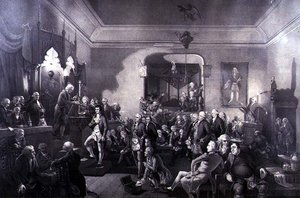 Invigningen av Robert Burns (1759-96) som poetpristagare på Lodge, Canongate, Edinburgh av Stewart Watson