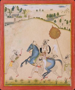 Maharana Amar Singh II Rider på en Jodhpur-häst, ca. 1700-1710. av Stipple Master
