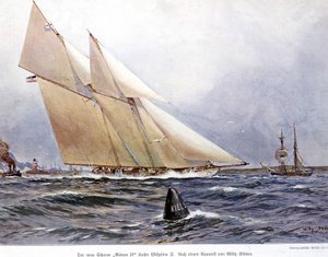 Sailing Race: Segelbåten "" Meteor IV"" - Akvarell av Willy Stower